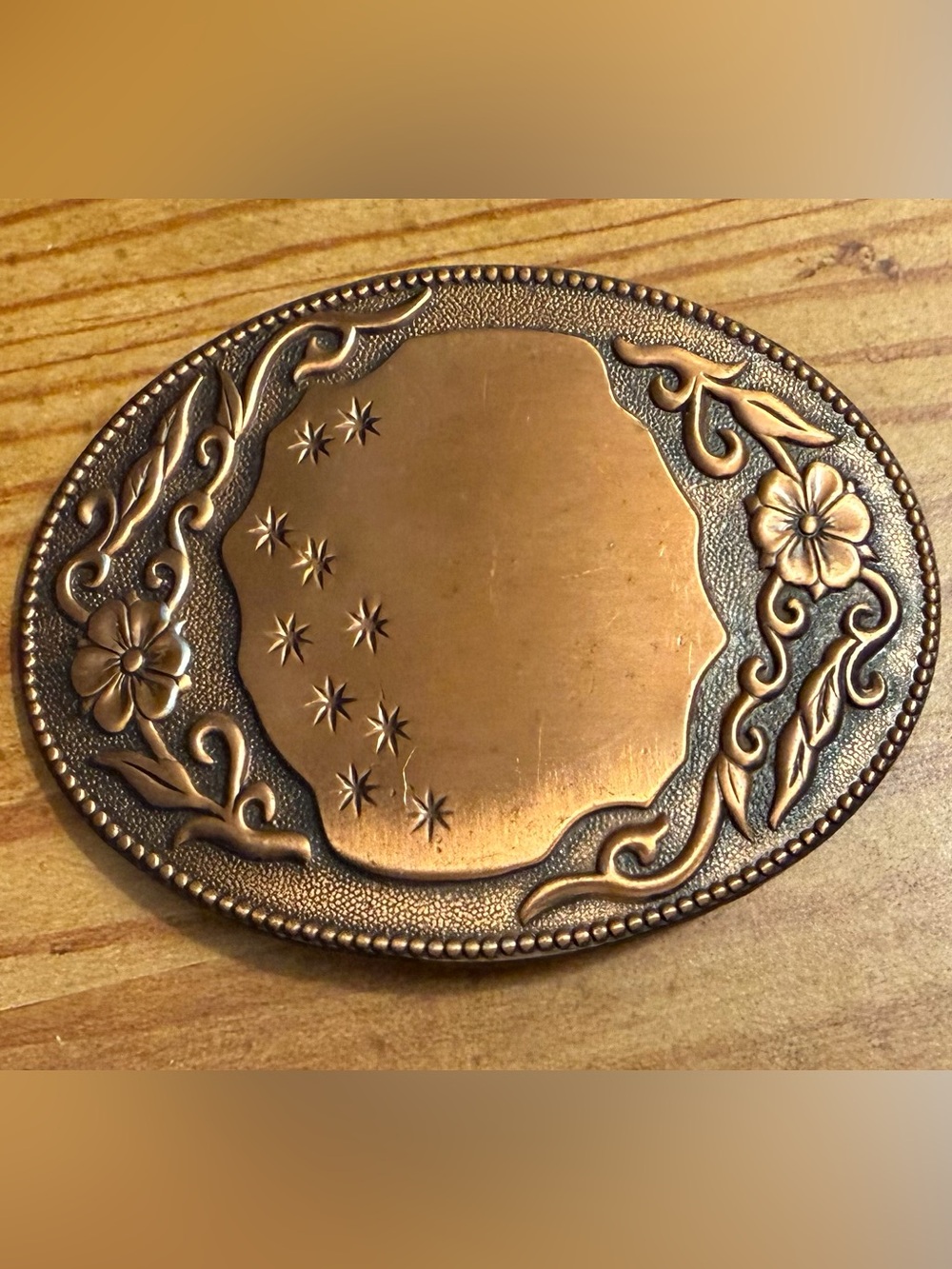 Ornate Floral Copper Belt Buckle